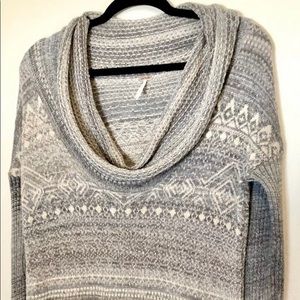 Grey free people fair isle cowel neck sweater